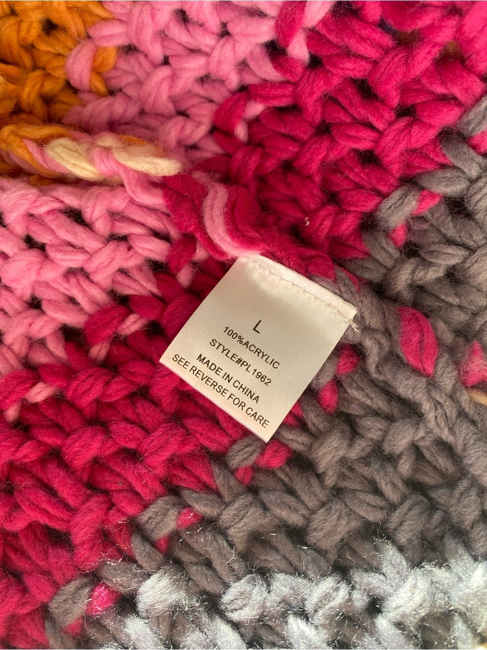 Pink Lily Multicolor Chunky Striped Open Knit Cardigan cottagecore size large - Picture 6 of 7